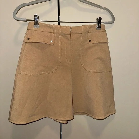 MAJE Tie Waist A-line Skirt In Camel Size 2 - Picture 3 of 6